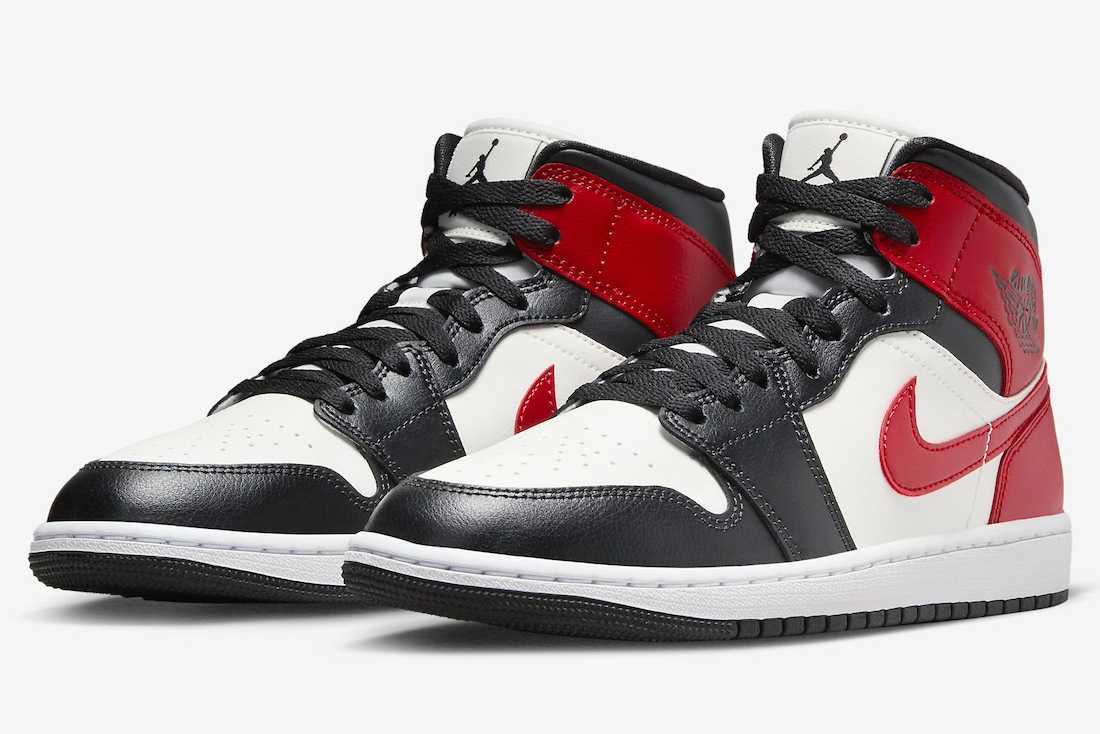 Jordan 1 Mid Red White Black